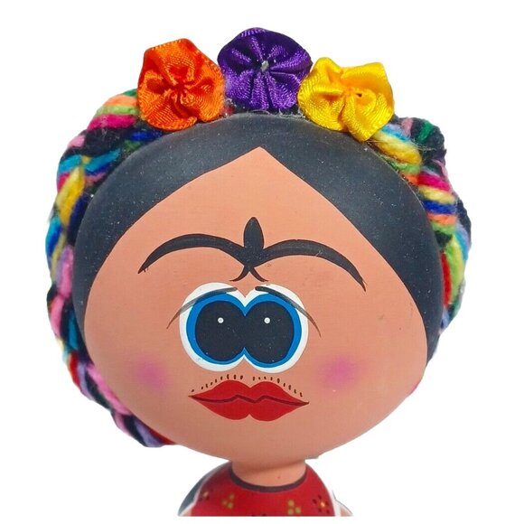 Unique Terracotta Clay Frida Kahlo Angel  Figurine  Hand Painted Mexico … - Picture 3 of 10
